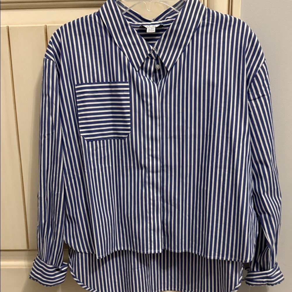 Reiss Navy and White Striped Shirt
